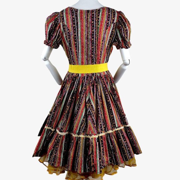 Vintage 1960s Folk Dress Square Dance Western M/L - Picture 9 of 14